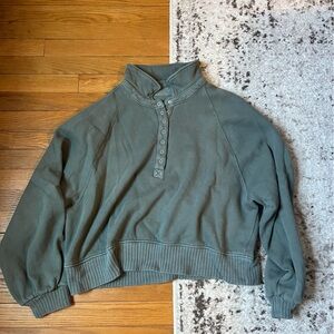 Aerie Olive Button-Up Fleece